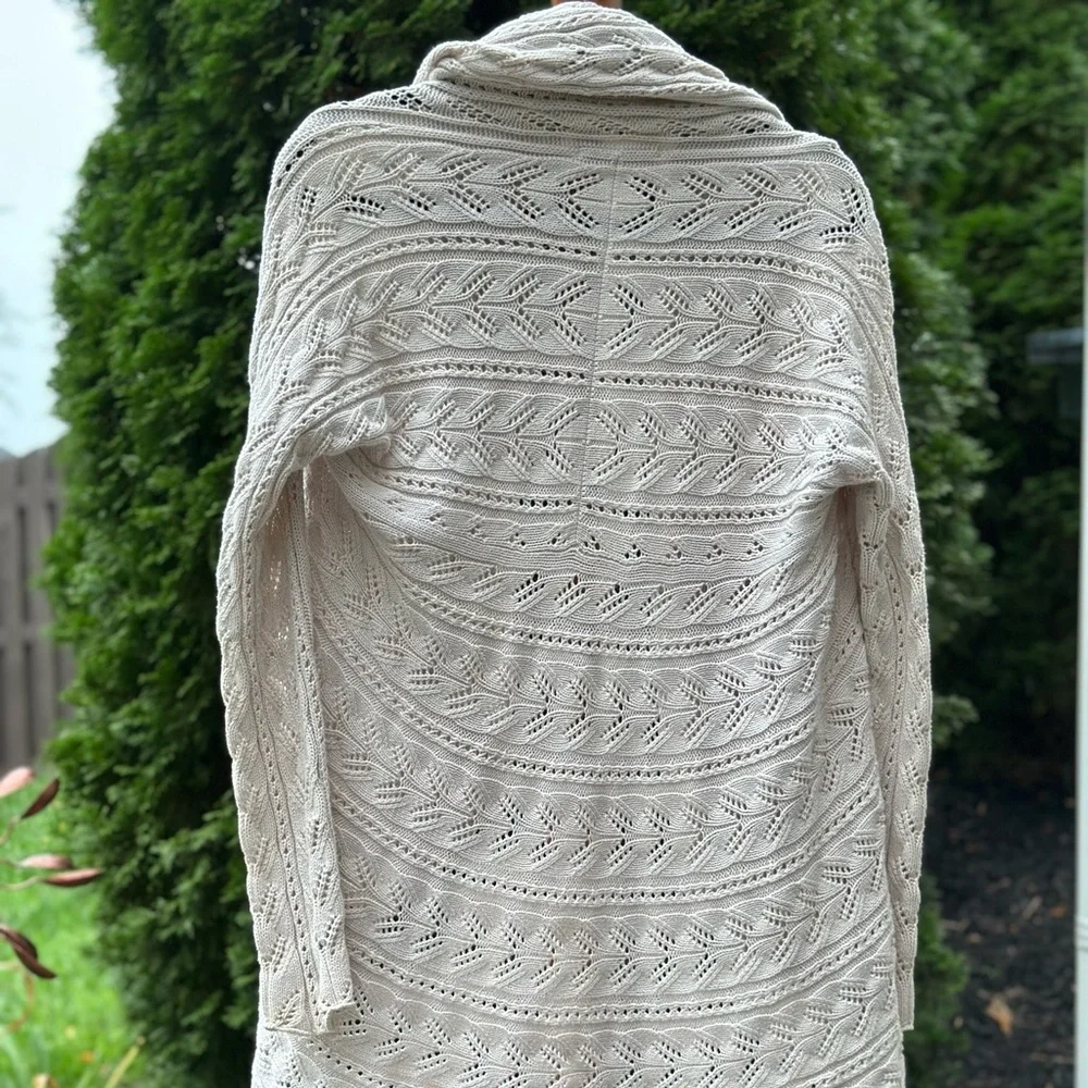 CAbi Cable Knit Cotton Cream Sweater - Picture 6 of 11